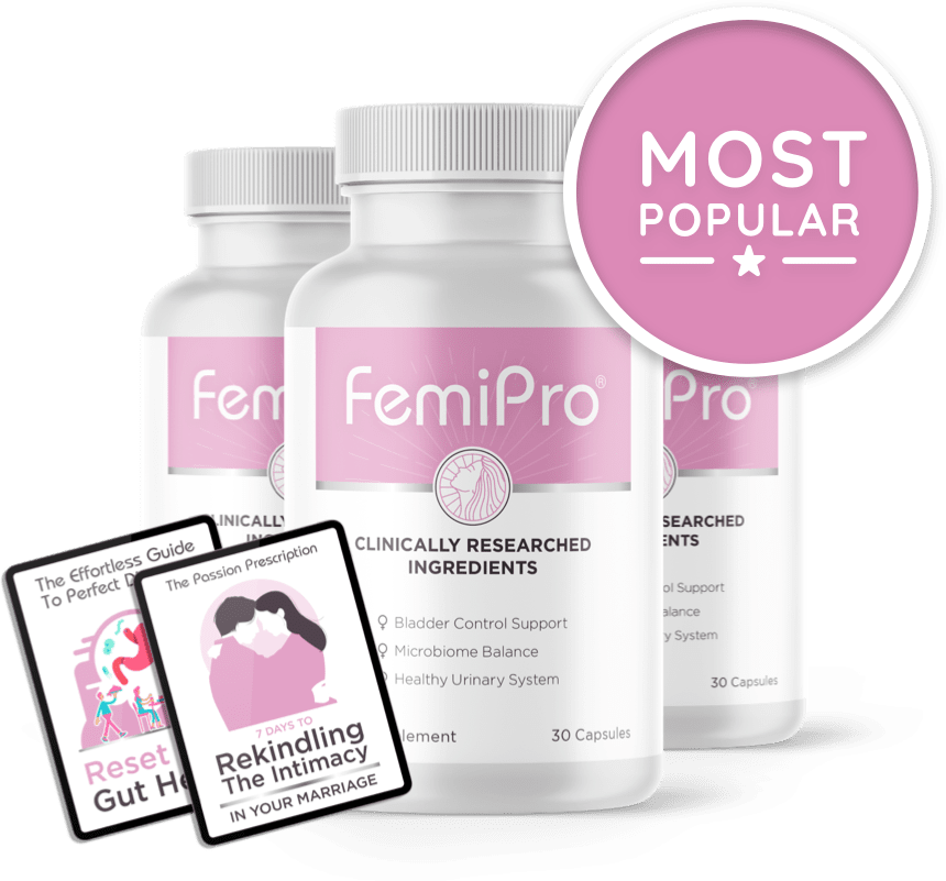 FemiPro 3 bottles with pair of ebooks and banner